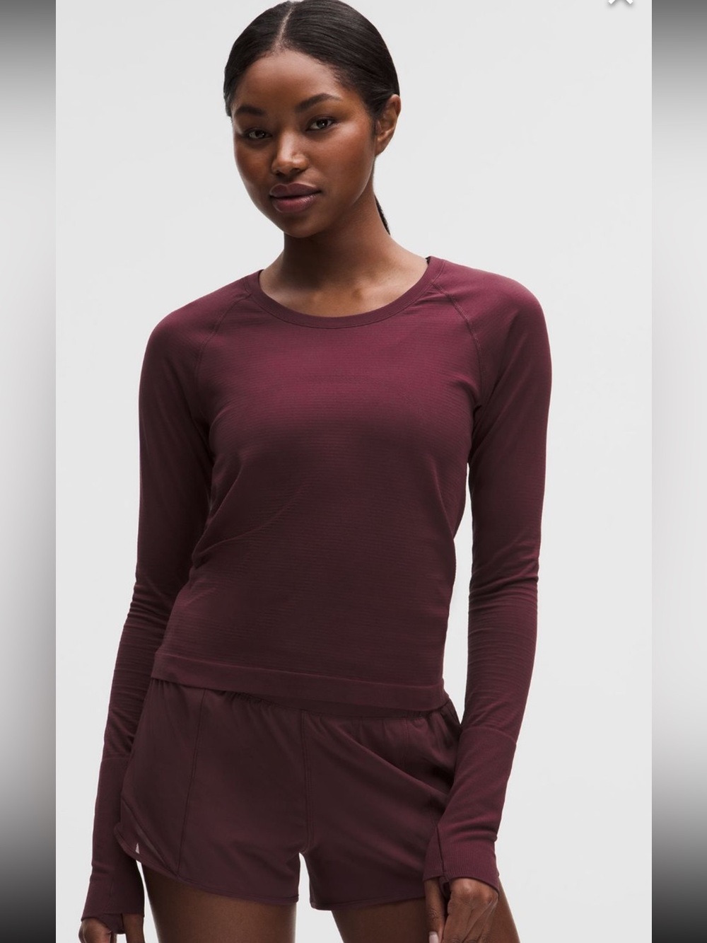 Lululemon Swiftly Tech long sleeve burgundy shirt, size 2
